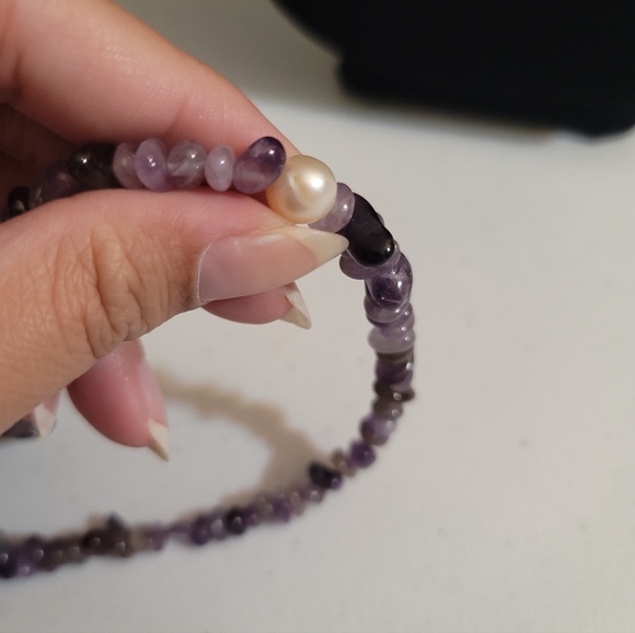 Amethyst and Freshwater Pearl Necklace - Vintage, Estate - Picture 5 of 8